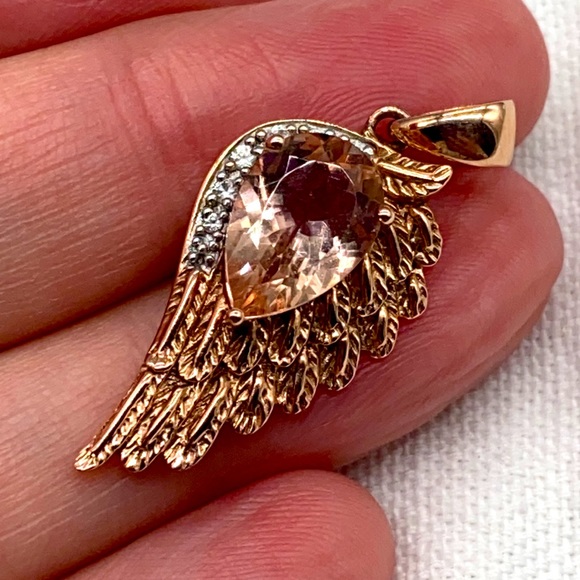 Gem Treasures rose gold vermeil over sterling silver & morganite angel wing 🧚 - Picture 6 of 6
